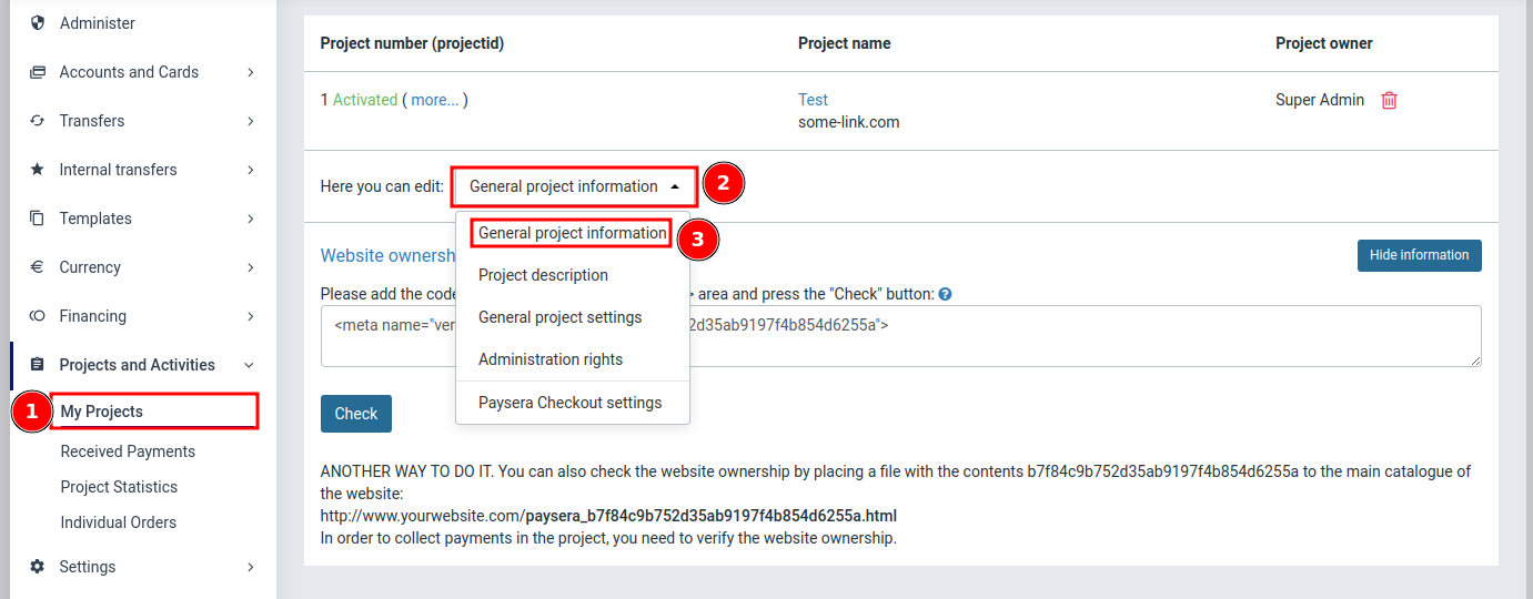 Add Website to Project - Step 1