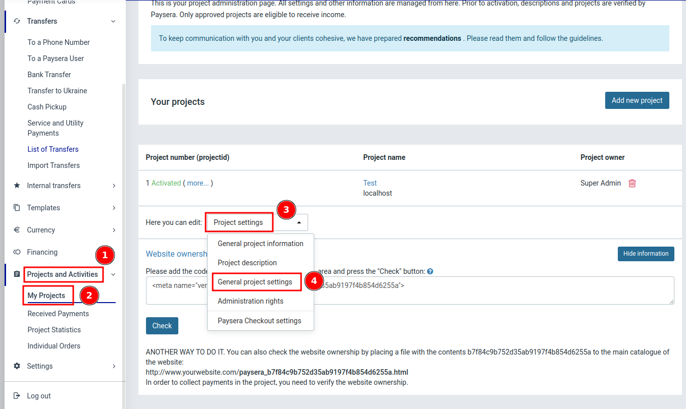 Get Project Credentials - Step 1